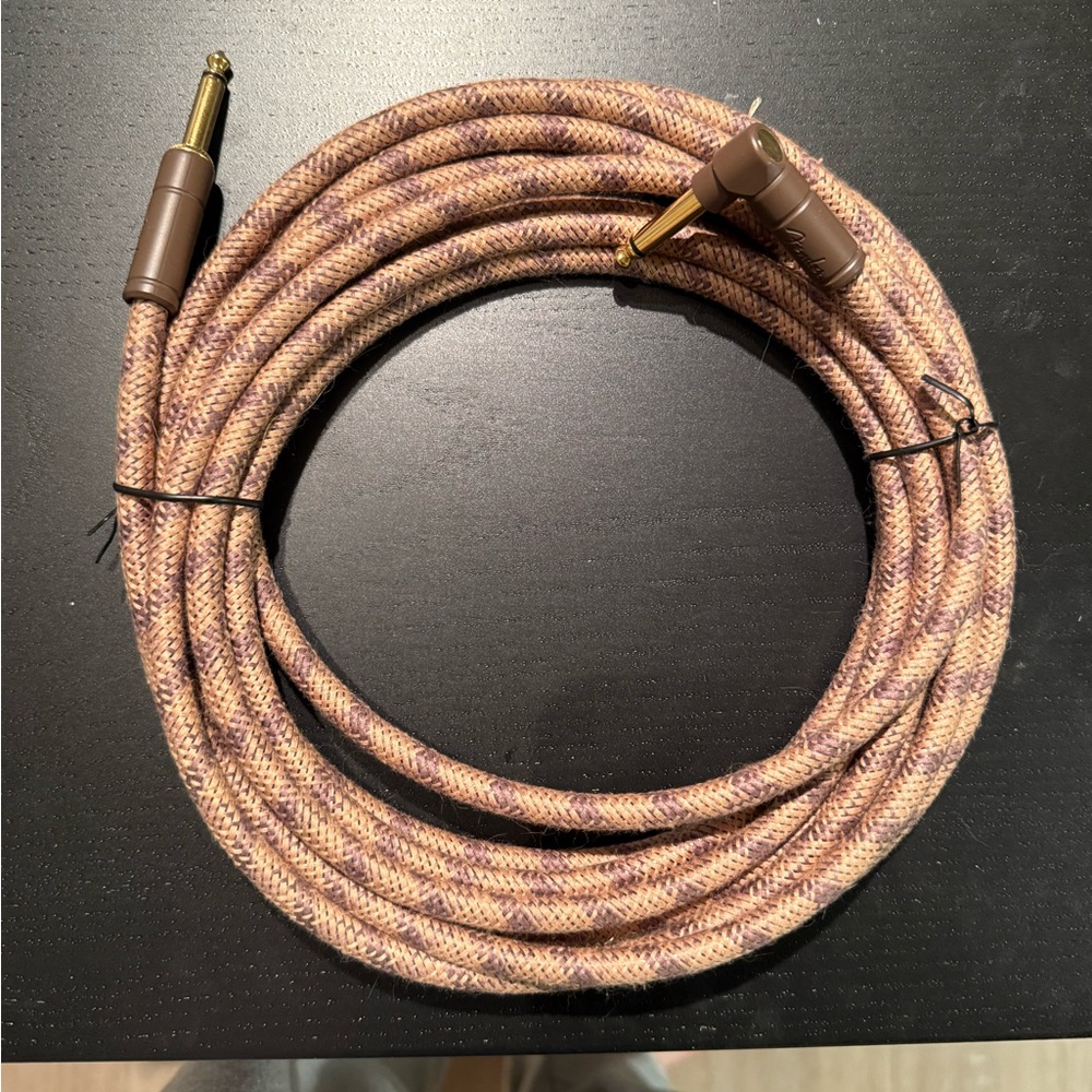Fender FESTIVAL Hemp Straight/Angle Instrument Cable (Brown Stripe) - 10'
